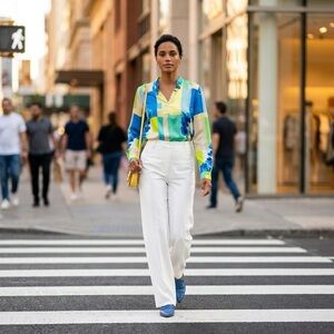 $1360 PHILIPP PLEIN FLORAL COLORBLOCK HALF ZIP TUNIC TOP GERMAN 46 / US SZ XXL